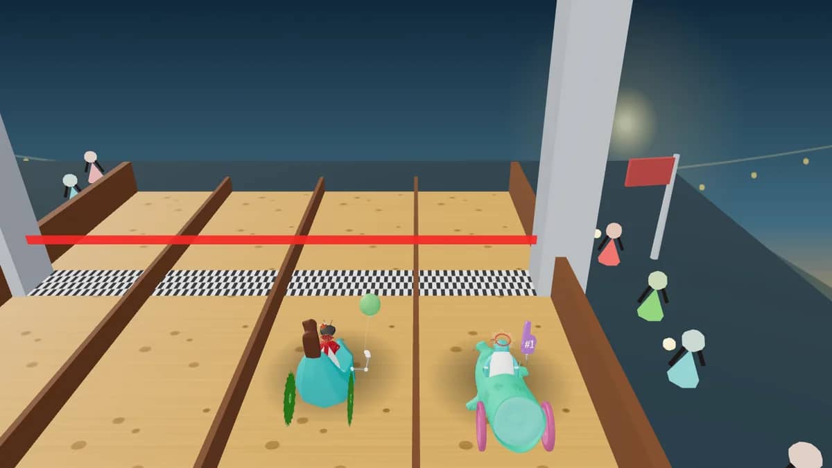 A racer launching down a Gravity Car Racing track