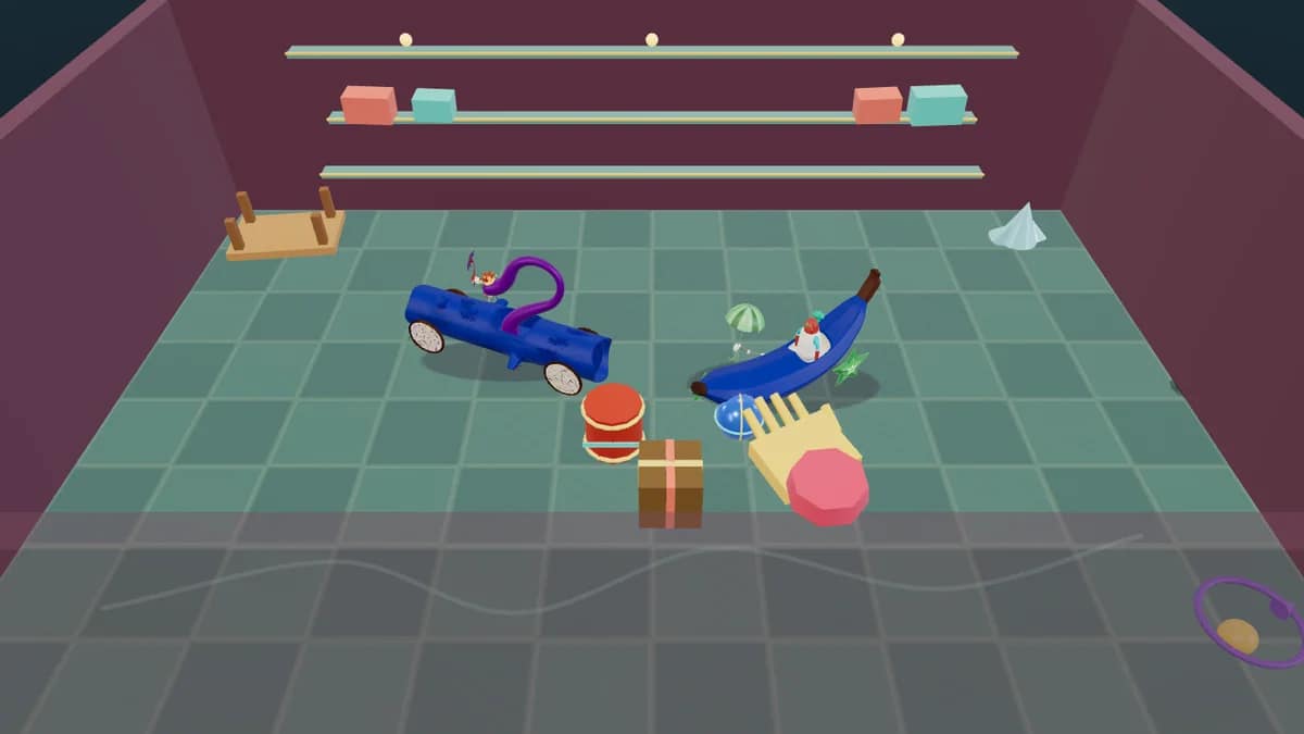 Racers and objects arranged for open-ended Toy Box play
