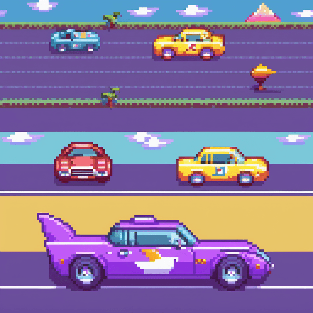 A colorful Racerverse racing scene