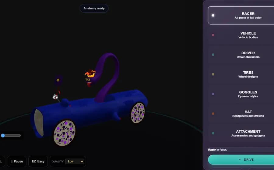 A real Original Racer shown in the browser inspection experience