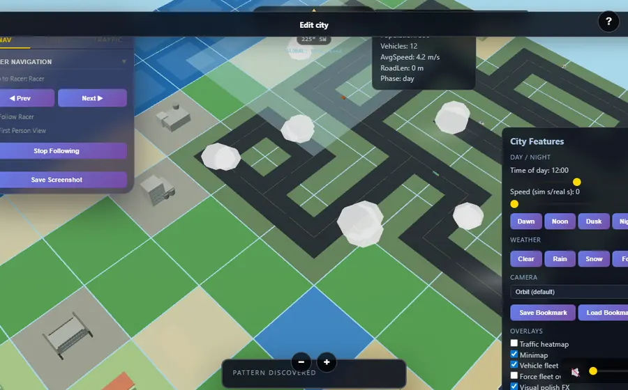 Racers exploring a colorful city district